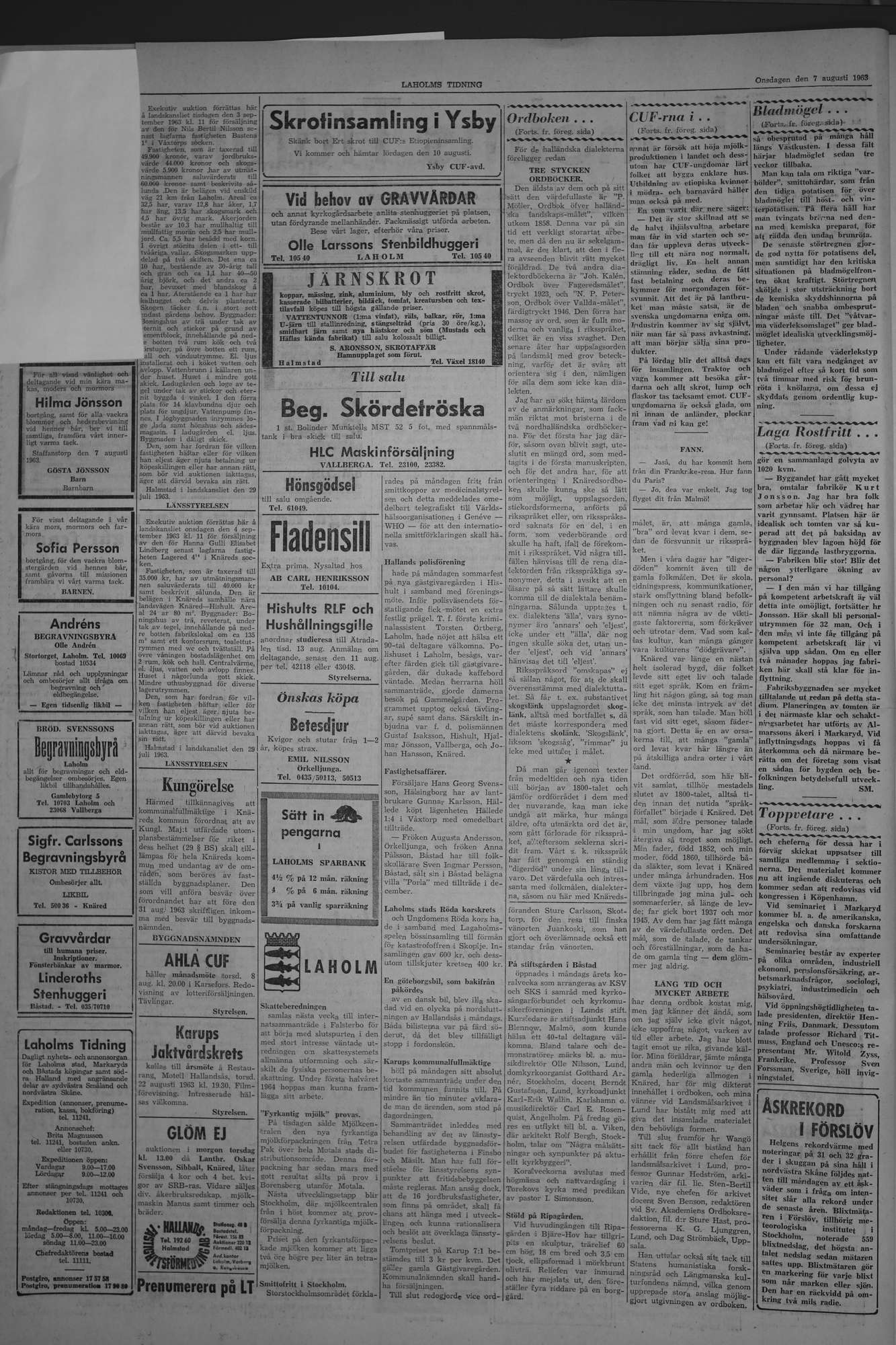 Laholms Tidning Onsdag 7 augusti 1963, sida 2