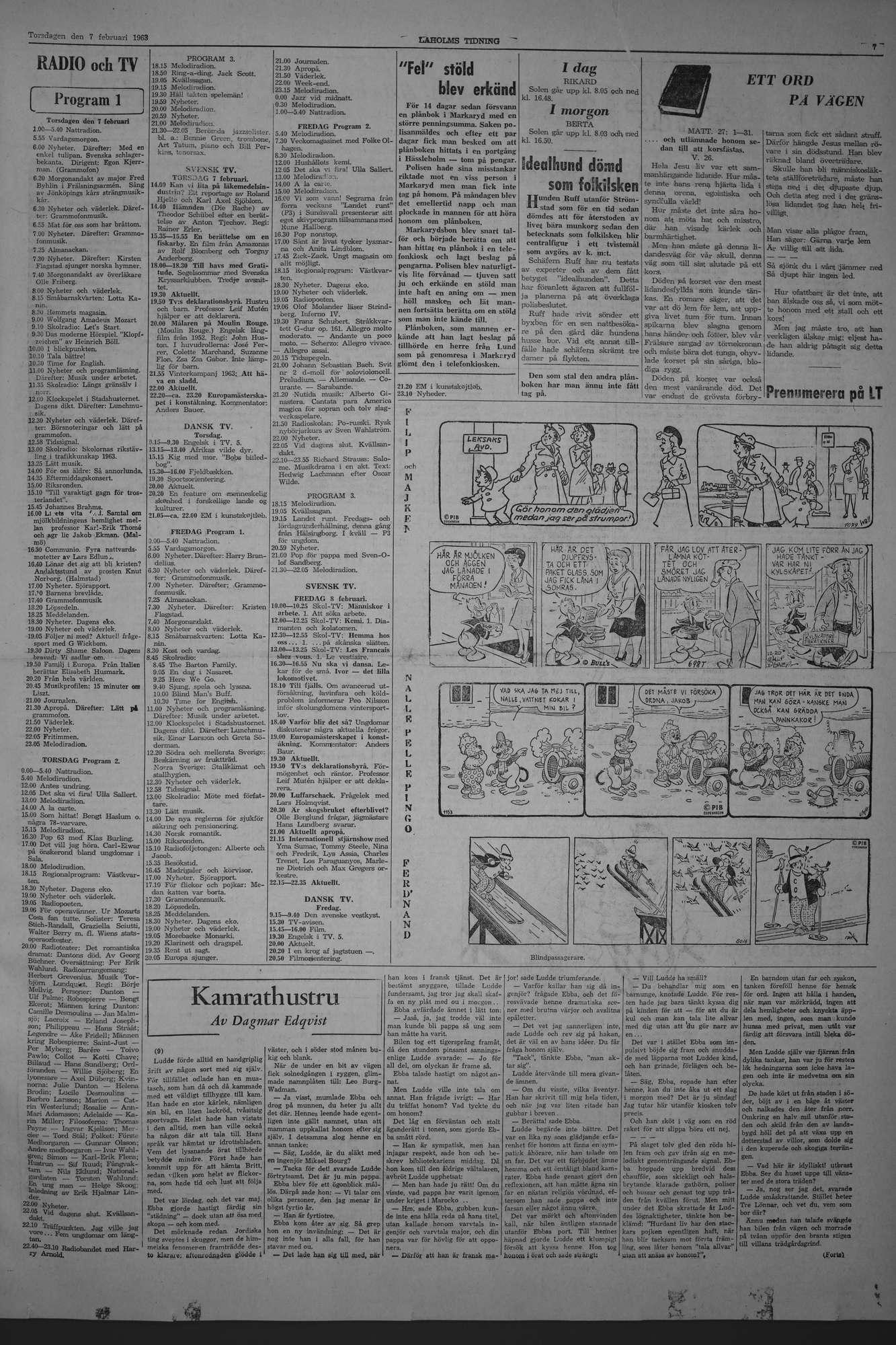 Laholms Tidning Torsdag 7 februari 1963, sida 7