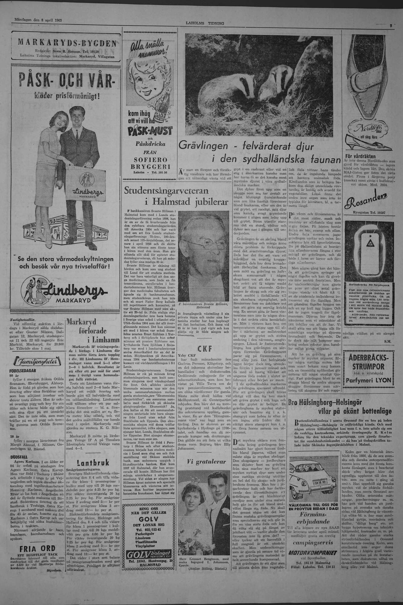 Laholms Tidning Måndag 8 april 1963, sida 3