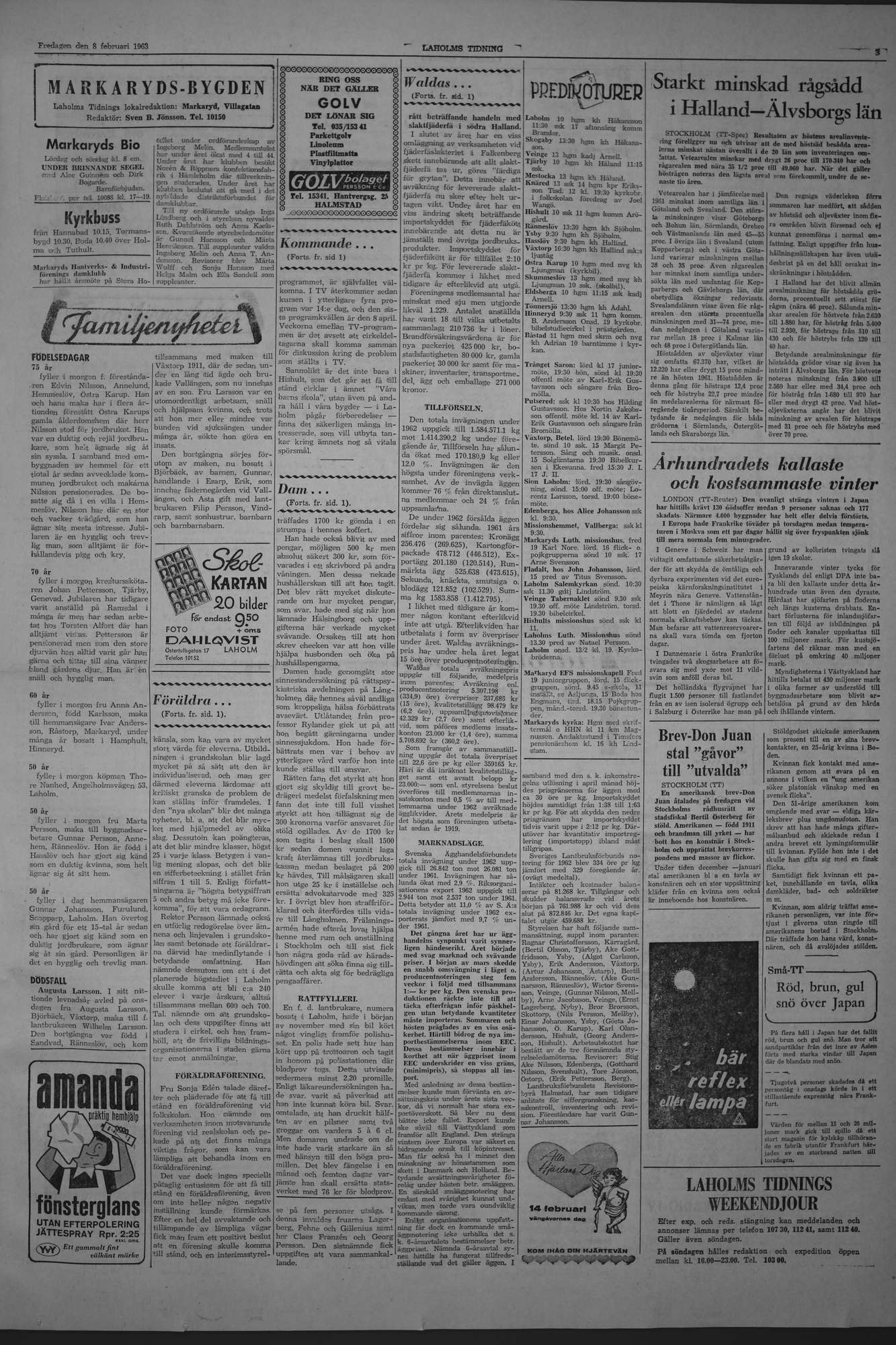 Laholms Tidning Fredag 8 februari 1963, sida 3