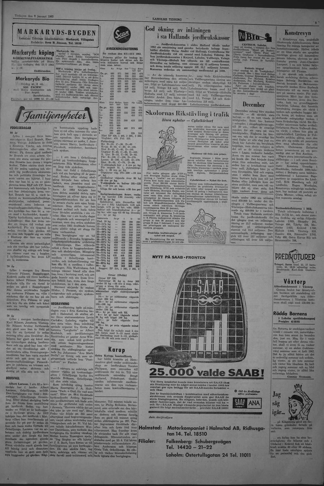 Laholms Tidning Tisdag 8 januari 1963, sida 3