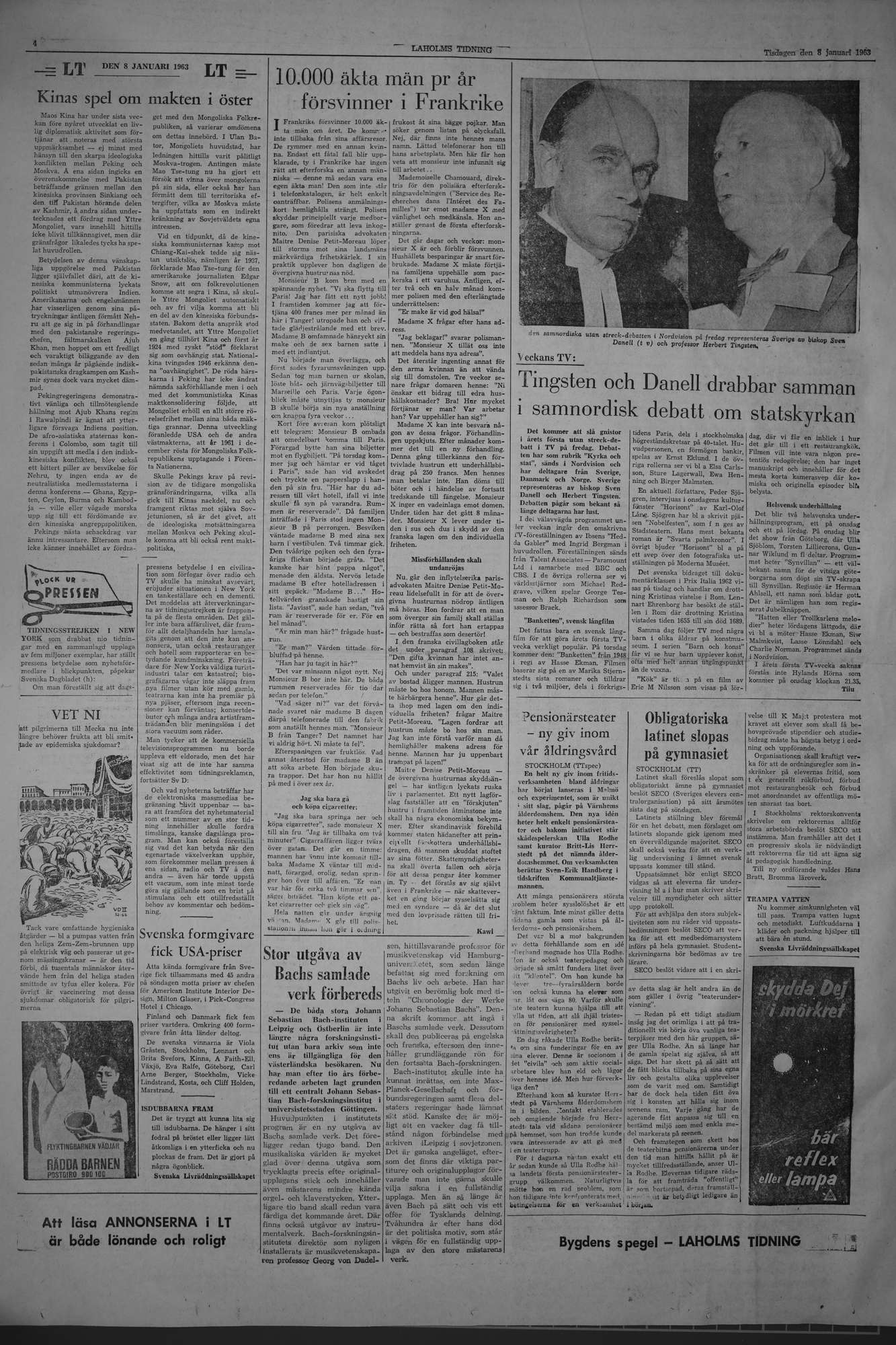 Laholms Tidning Tisdag 8 januari 1963, sida 4