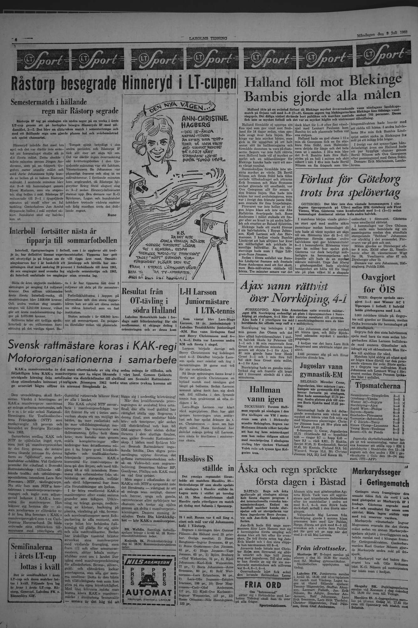 Laholms Tidning Måndag 8 juli 1963, sida 6