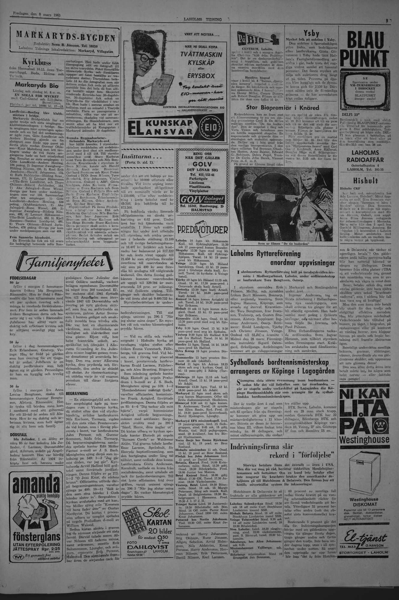 Laholms Tidning Fredag 8 mars 1963, sida 3