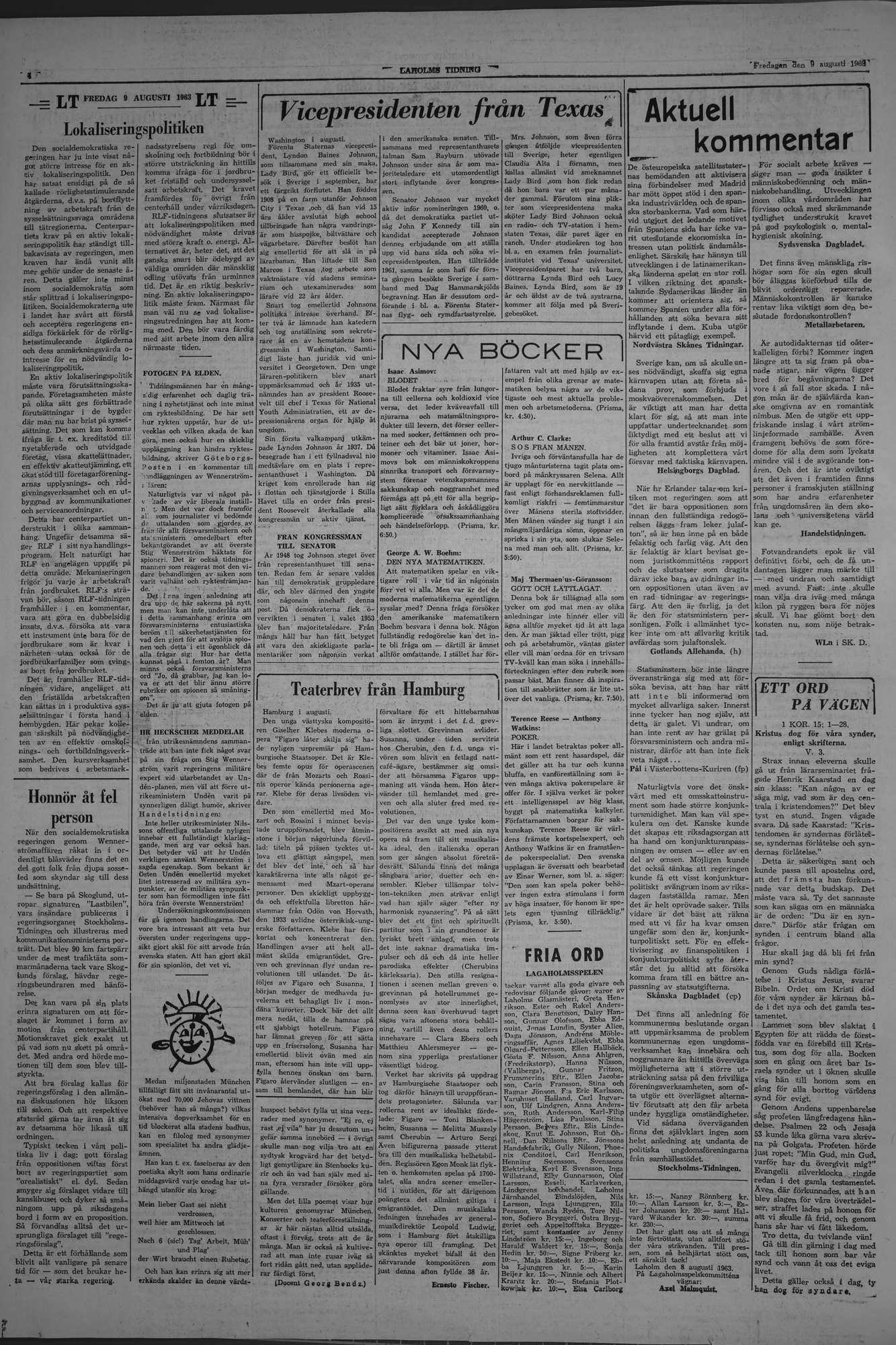 Laholms Tidning Fredag 9 augusti 1963, sida 4