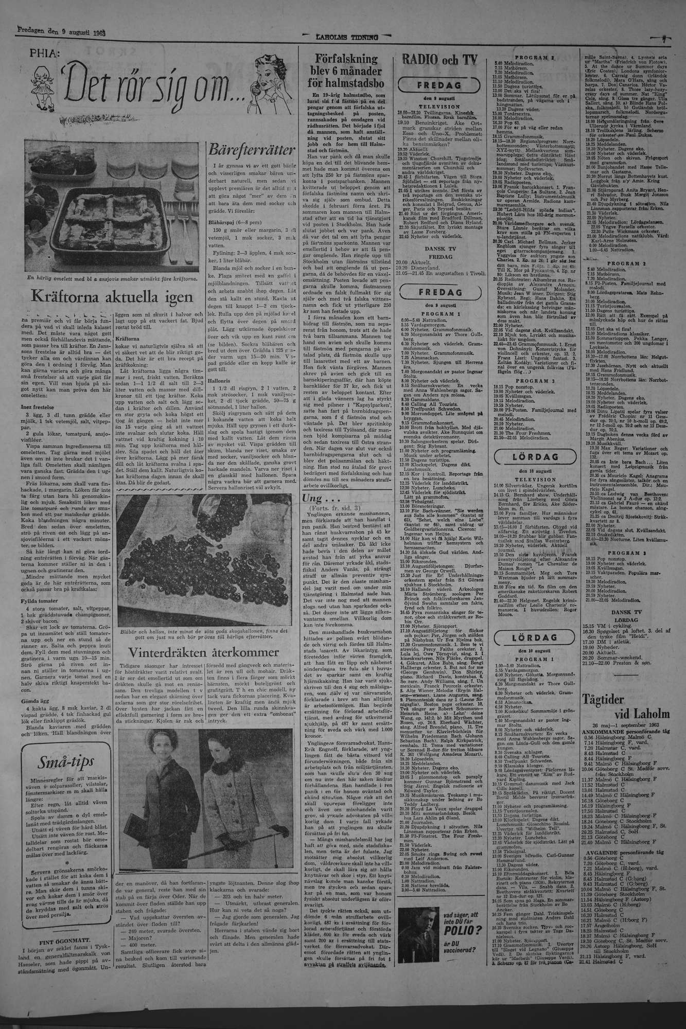 Laholms Tidning Fredag 9 augusti 1963, sida 7