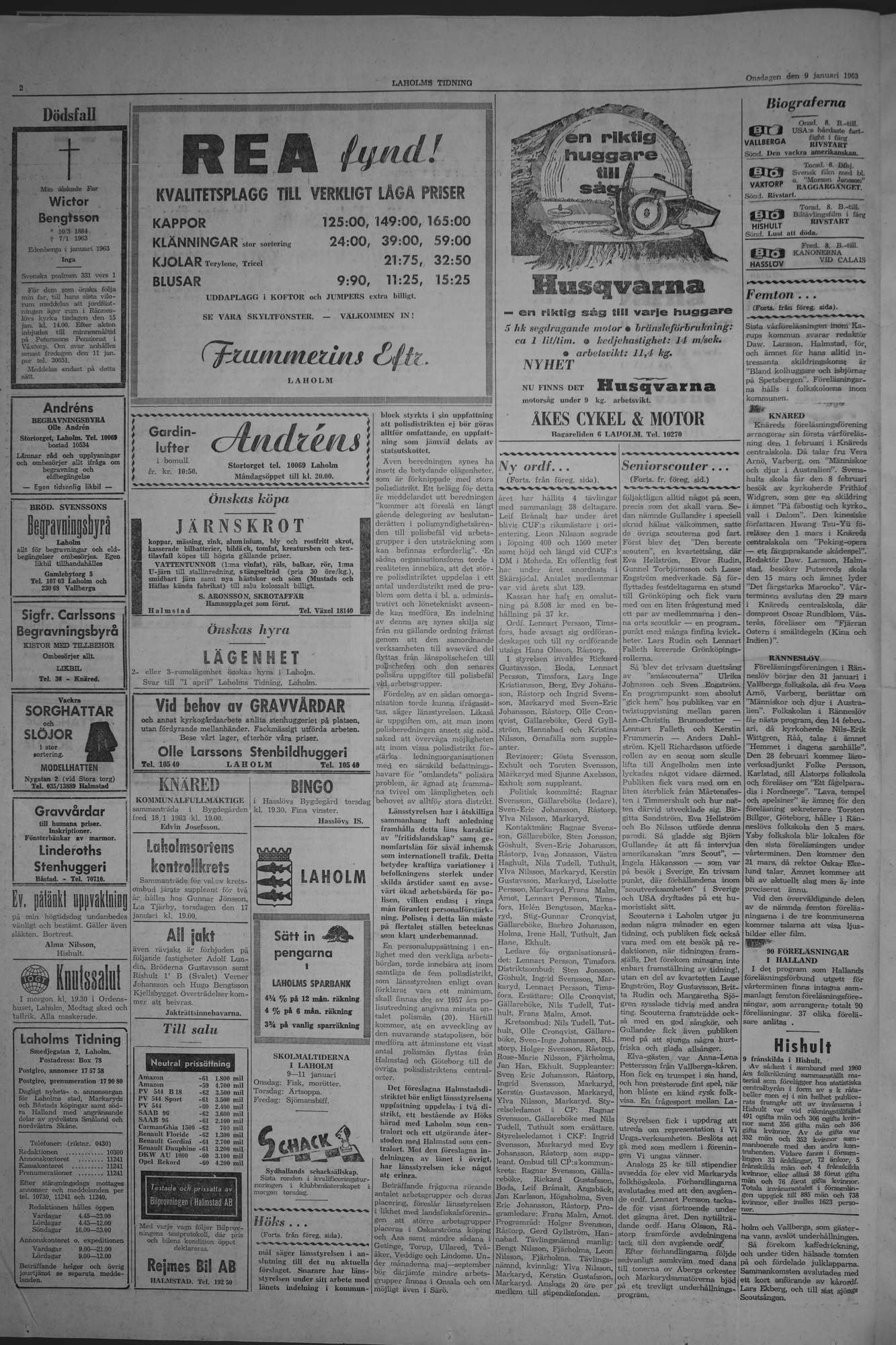 Laholms Tidning Onsdag 9 januari 1963, sida 2