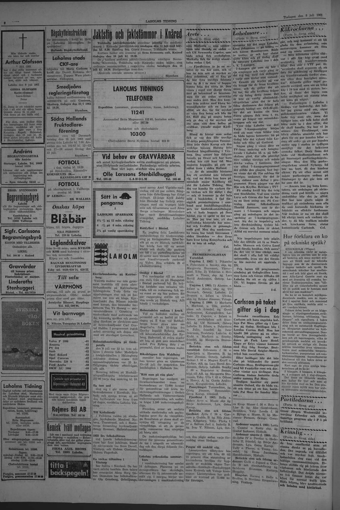 Laholms Tidning Tisdag 9 juli 1963, sida 2