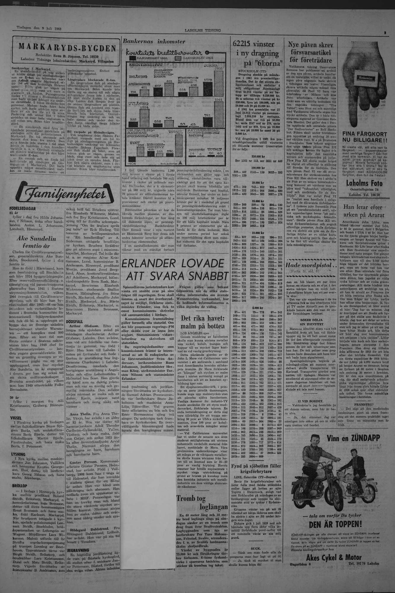 Laholms Tidning Tisdag 9 juli 1963, sida 3