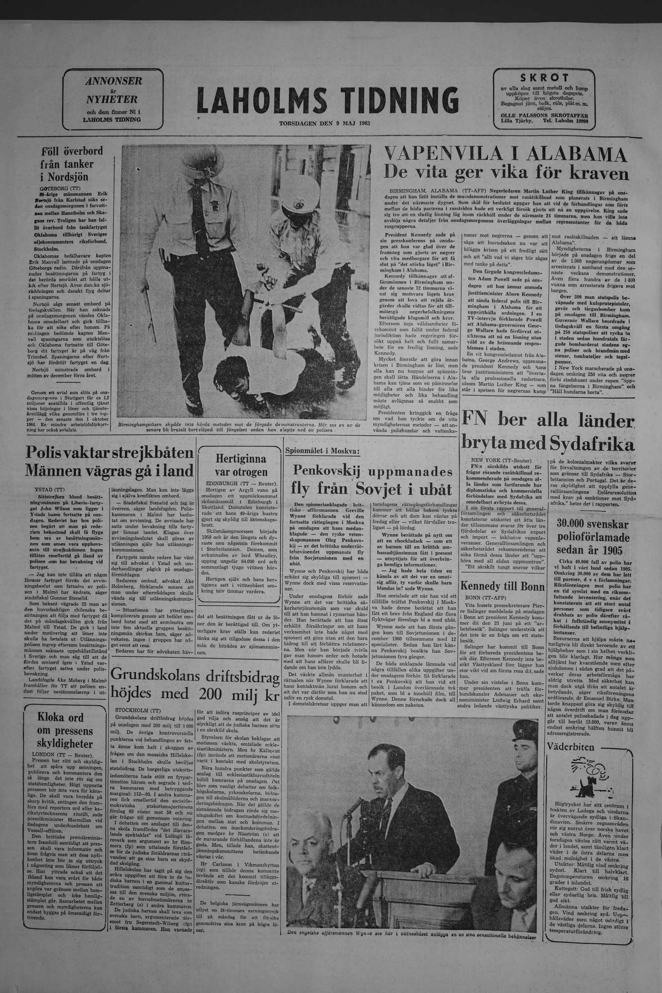 Laholms Tidning Torsdag 9 maj 1963, sida 8