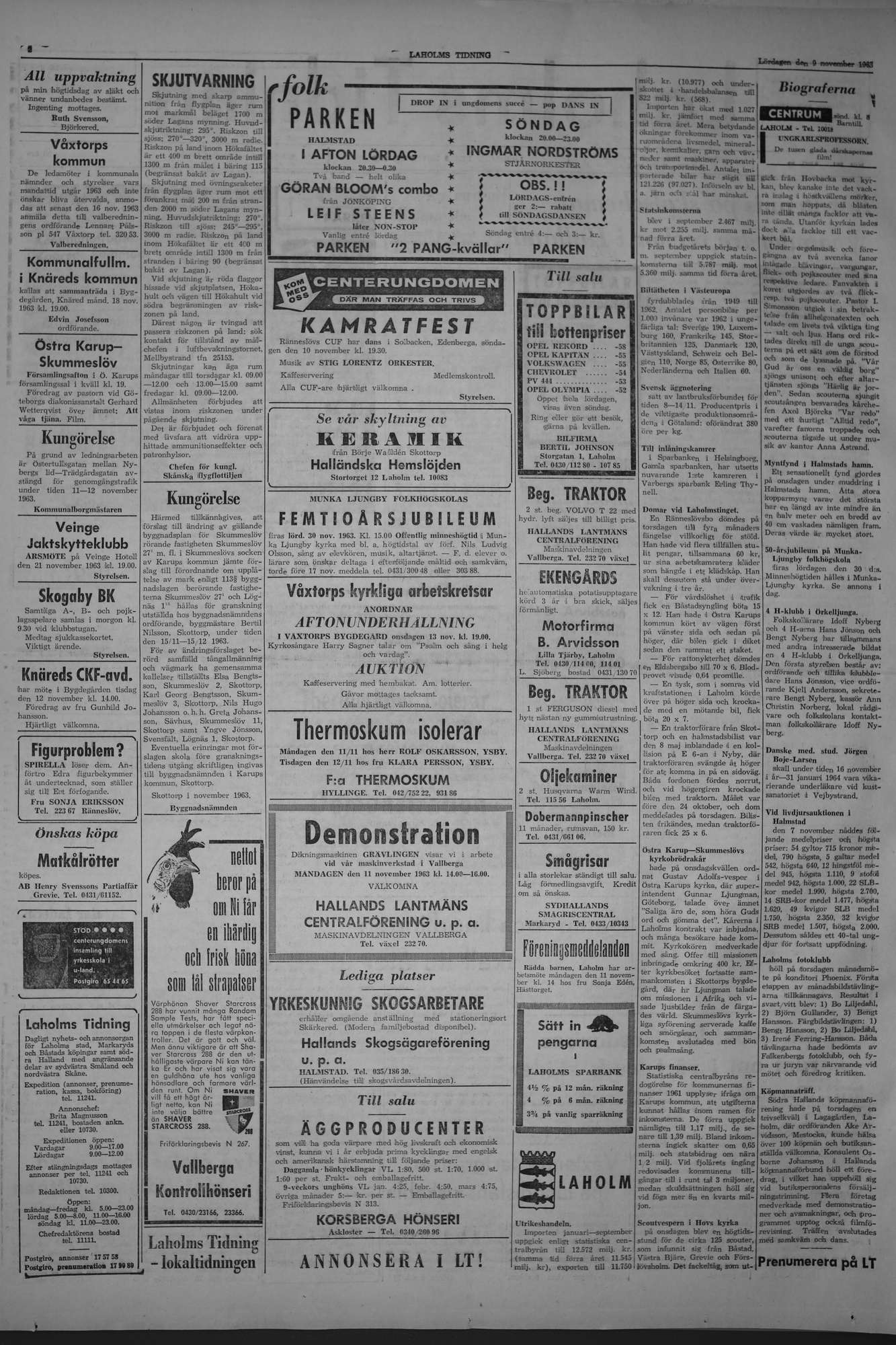 Laholms Tidning Lördag 9 november 1963, sida 2
