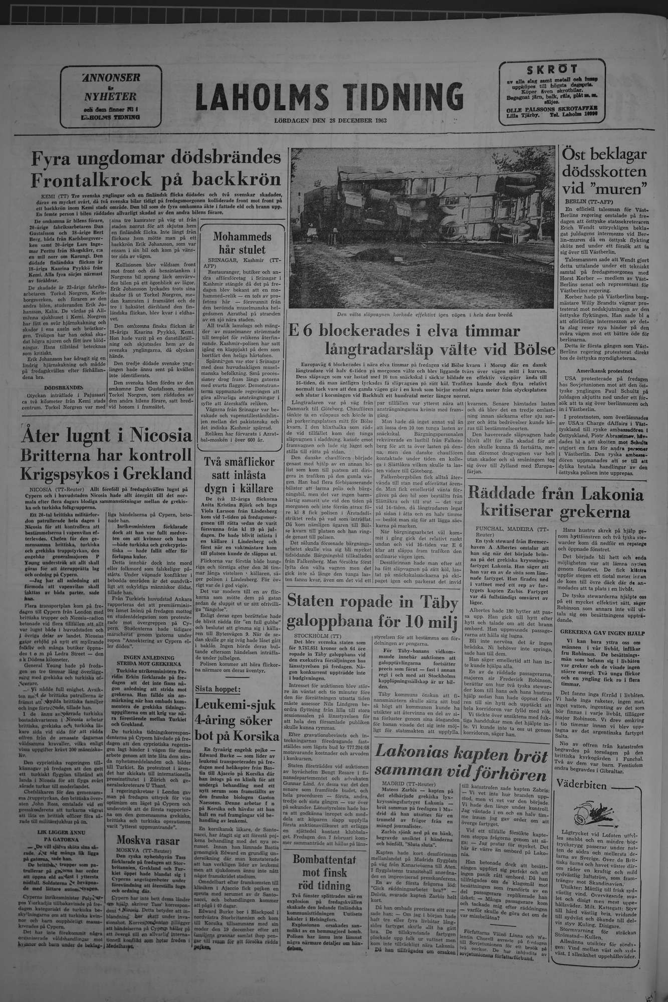 Laholms Tidning Lördag 28 december 1963, sida 8