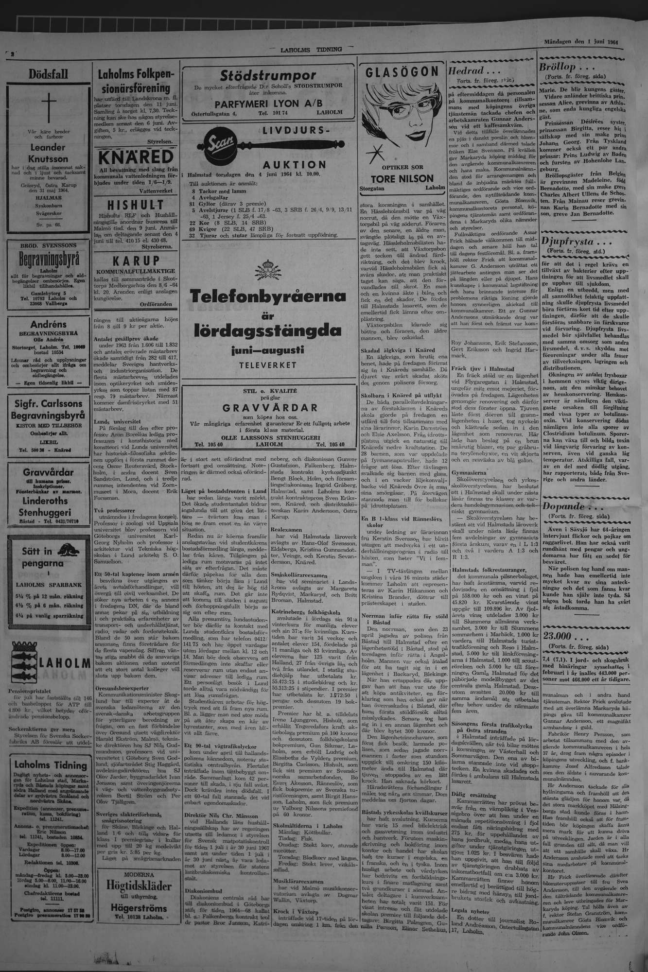 Laholms Tidning Måndag 1 juni 1964, sida 2