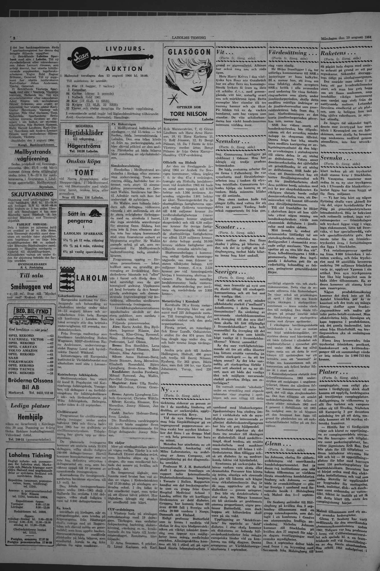 Laholms Tidning Måndag 10 augusti 1964, sida 2