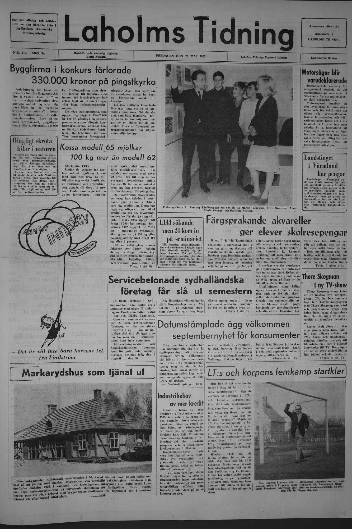 Laholms Tidning Fredag 21 maj 1965, sida 1