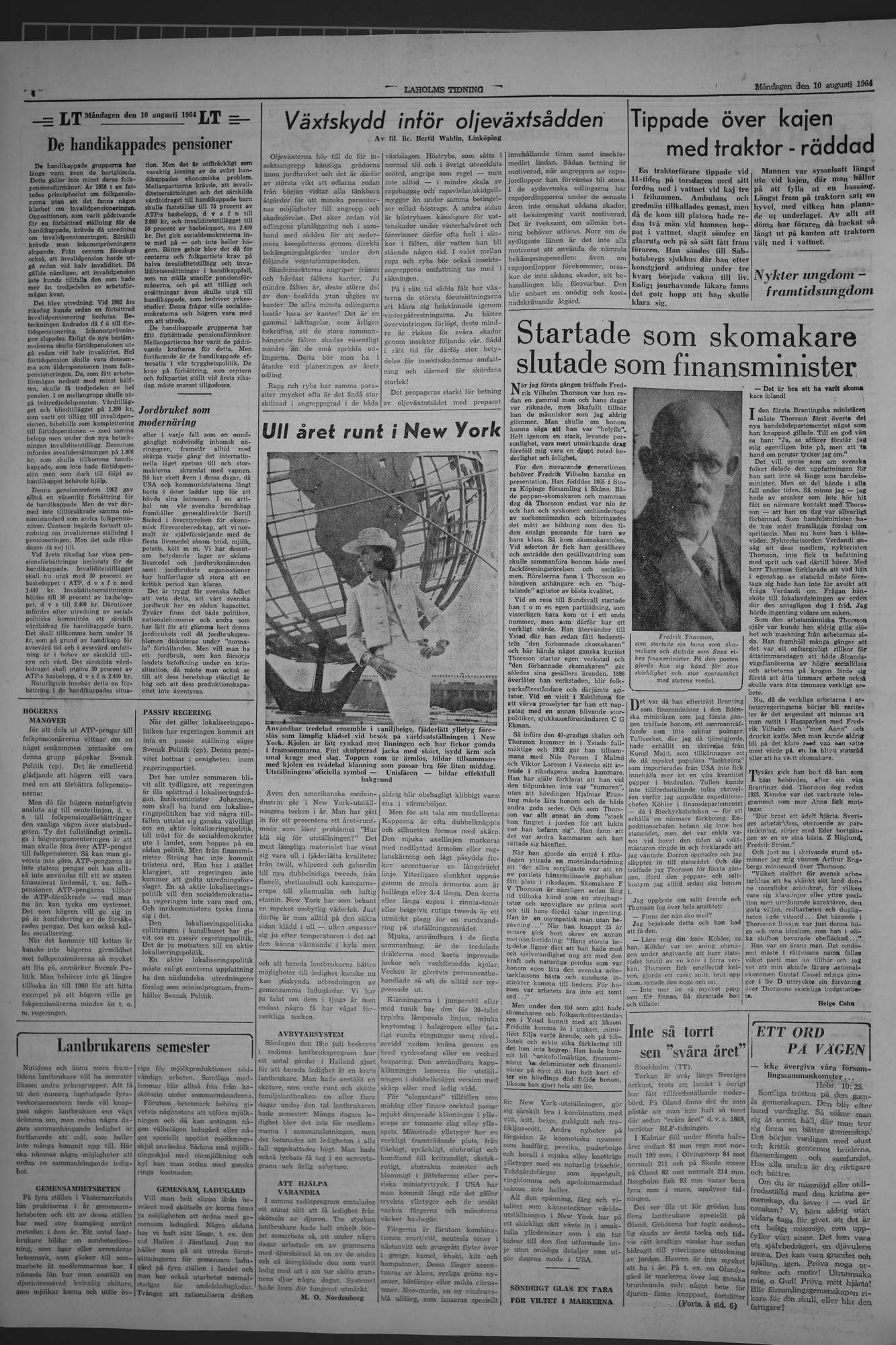 Laholms Tidning Måndag 10 augusti 1964, sida 4