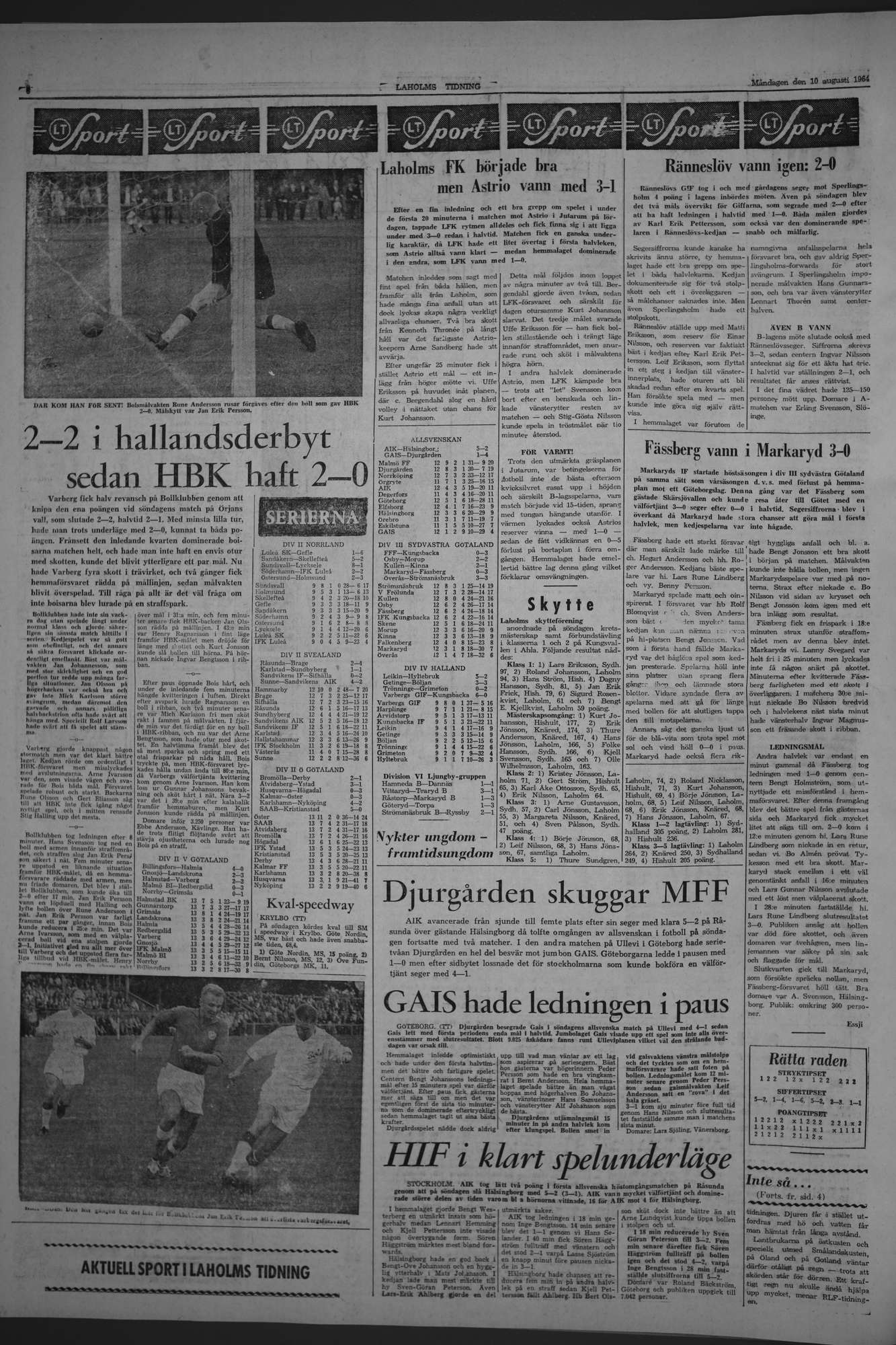 Laholms Tidning Måndag 10 augusti 1964, sida 6