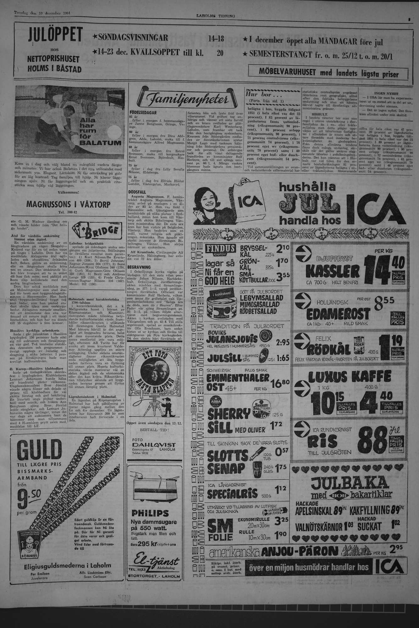 Laholms Tidning Torsdag 10 december 1964, sida 3