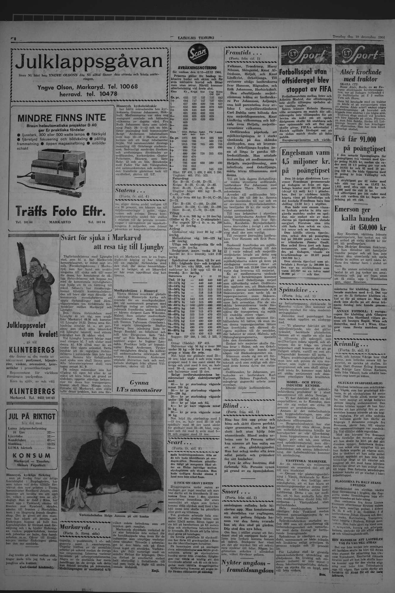 Laholms Tidning Torsdag 10 december 1964, sida 6
