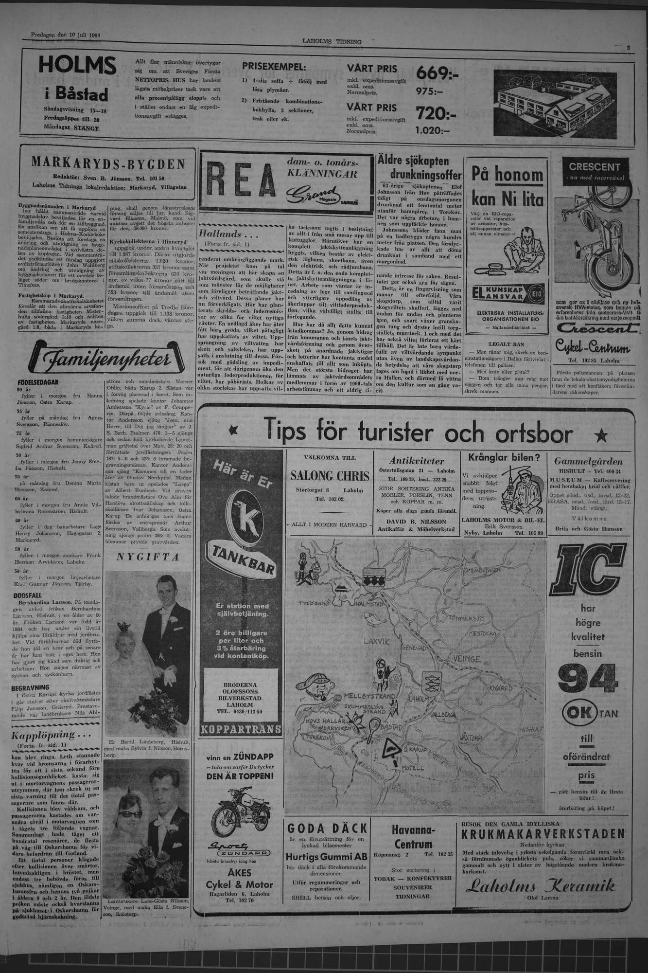 Laholms Tidning Fredag 10 juli 1964, sida 3