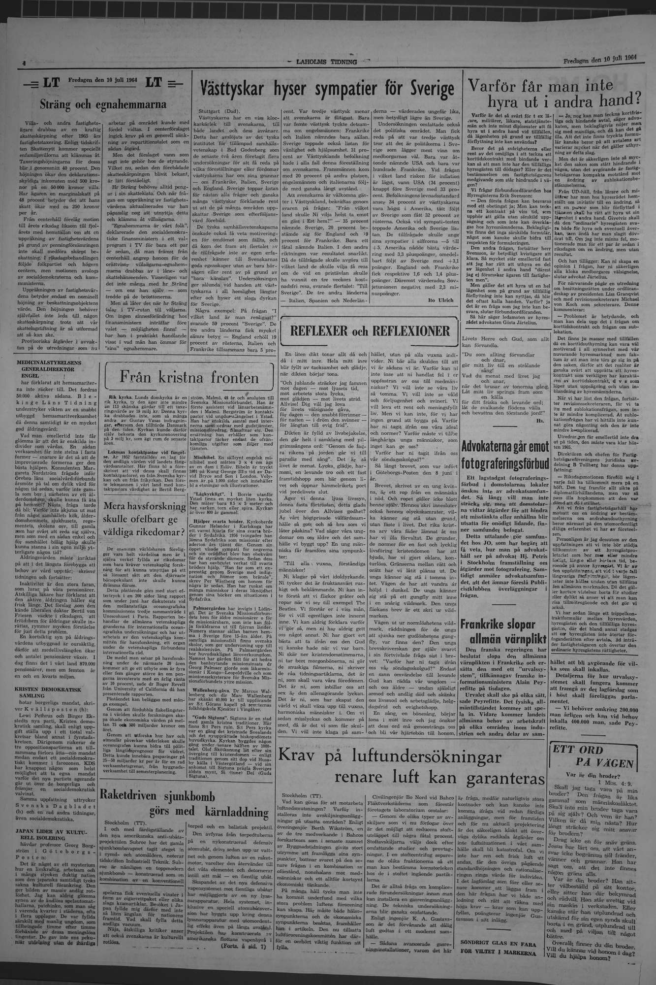 Laholms Tidning Fredag 10 juli 1964, sida 4