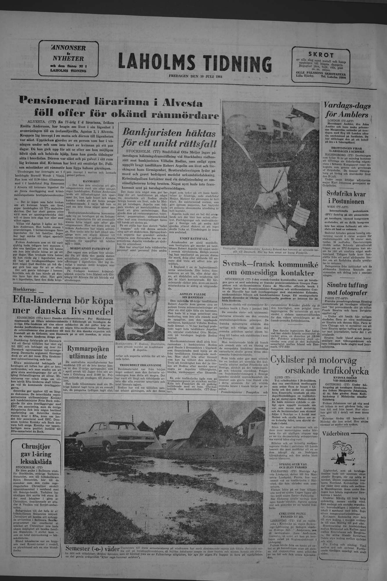 Laholms Tidning Fredag 10 juli 1964, sida 8