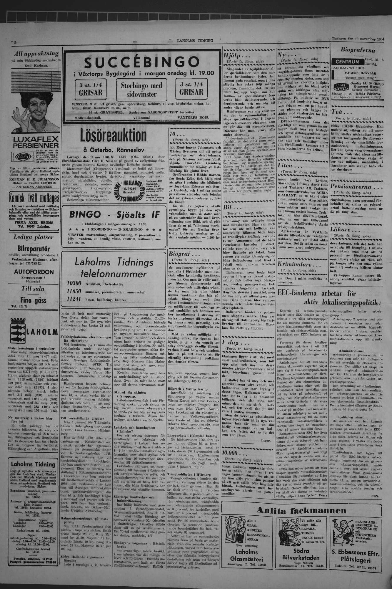 Laholms Tidning Tisdag 10 november 1964, sida 2