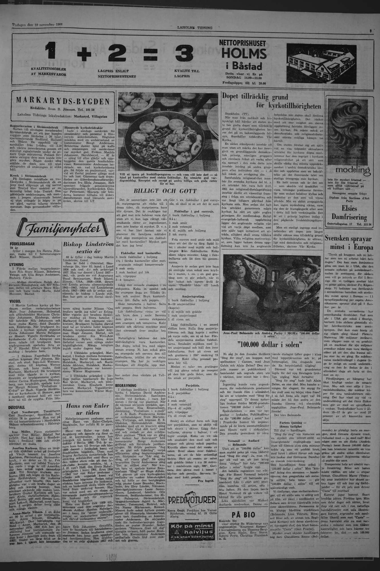 Laholms Tidning Tisdag 10 november 1964, sida 3