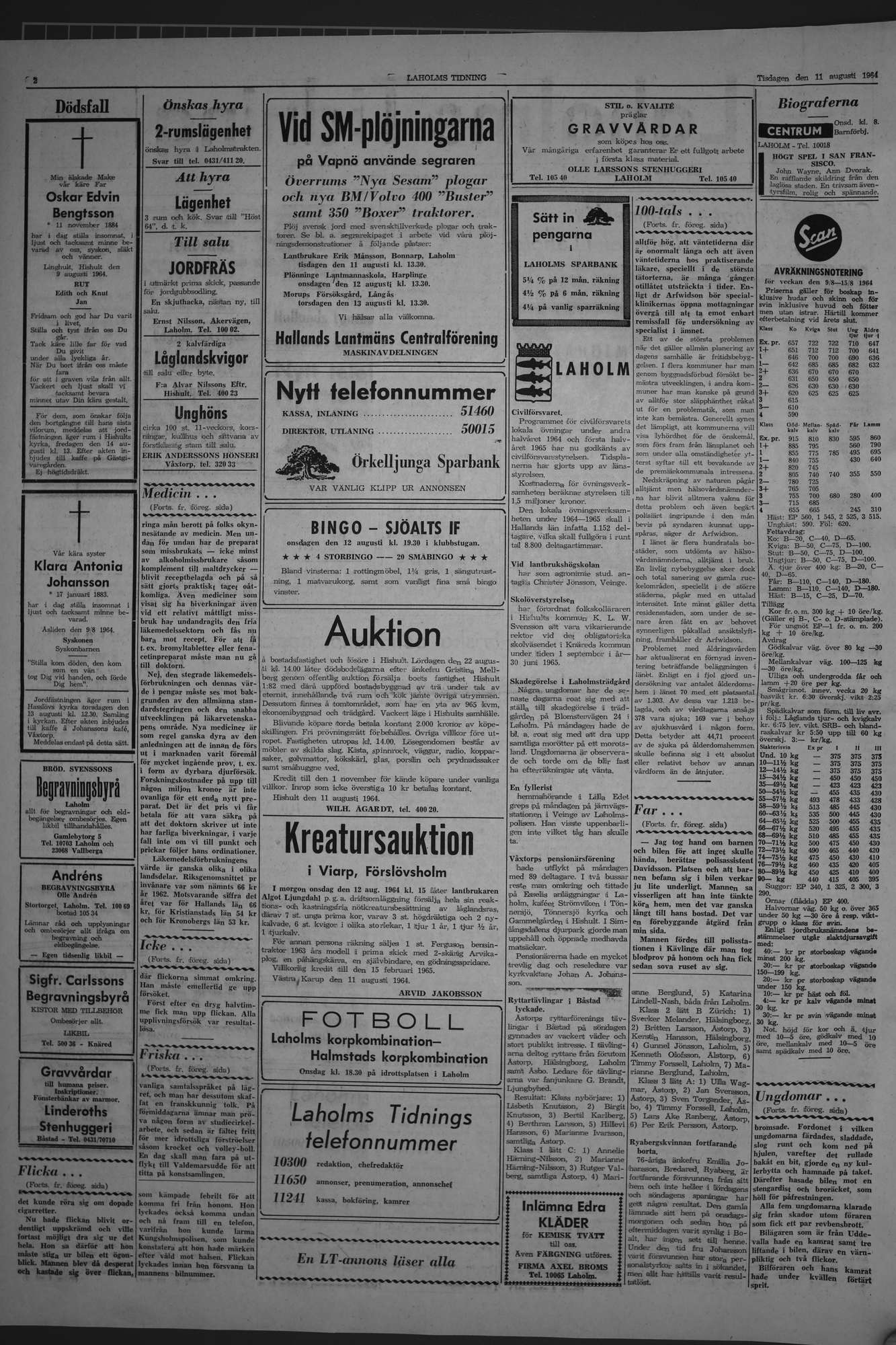 Laholms Tidning Tisdag 11 augusti 1964, sida 2