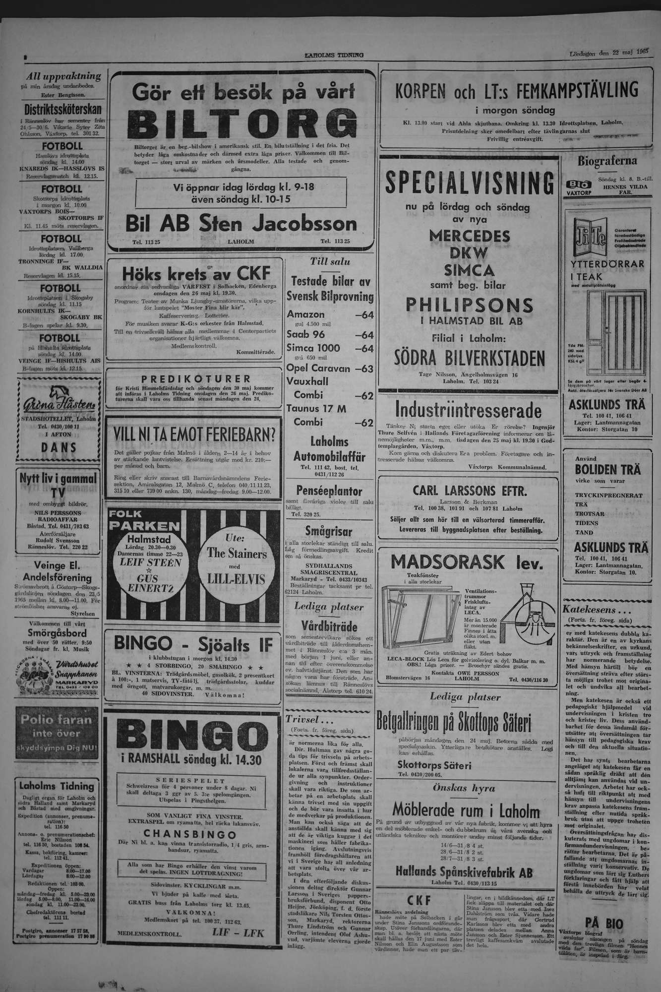 Laholms Tidning Lördag 22 maj 1965, sida 2