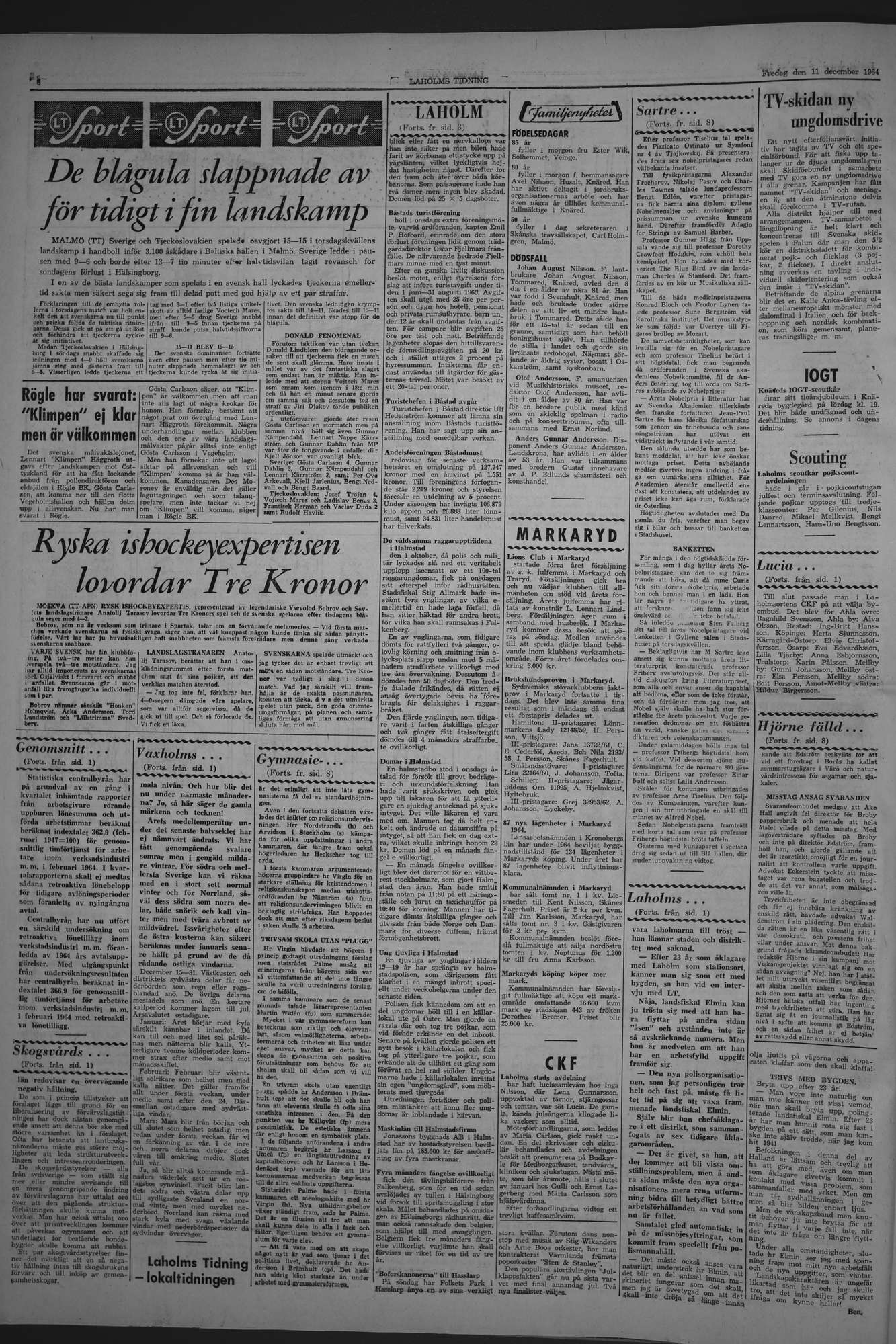 Laholms Tidning Fredag 11 december 1964, sida 6