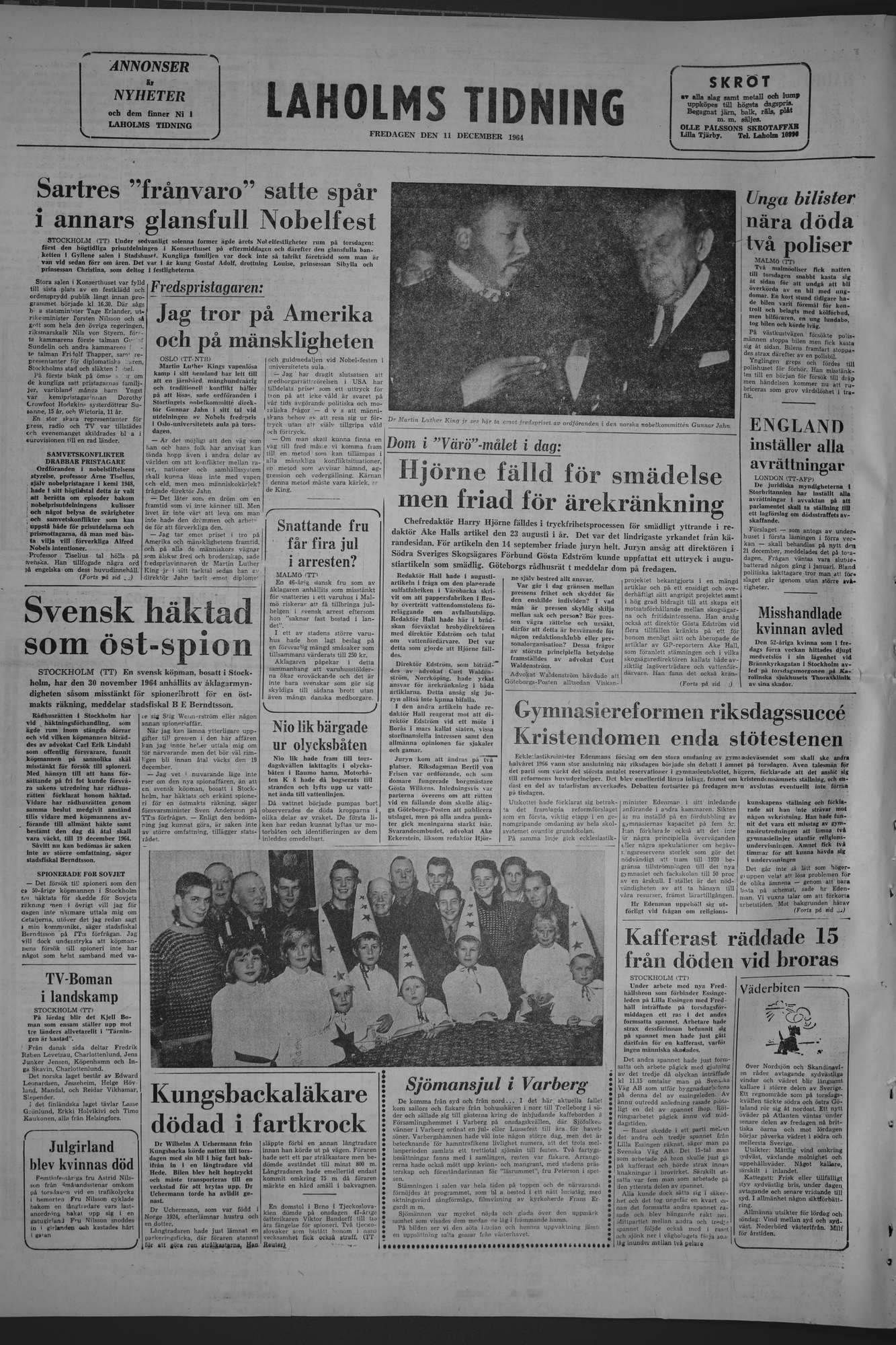 Laholms Tidning Fredag 11 december 1964, sida 8