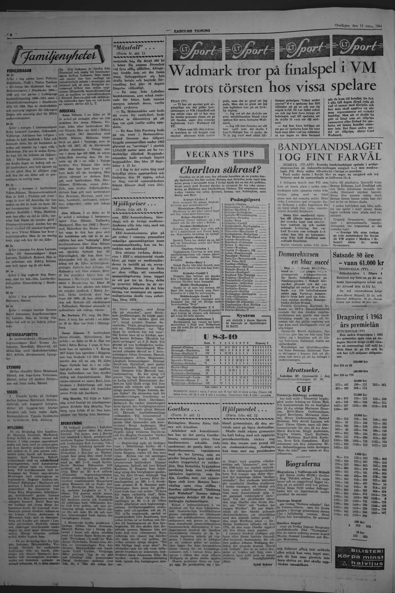 Laholms Tidning Onsdag 11 mars 1964, sida 6