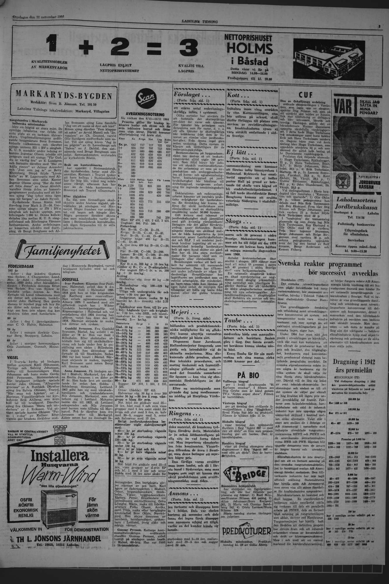 Laholms Tidning Onsdag 11 november 1964, sida 3