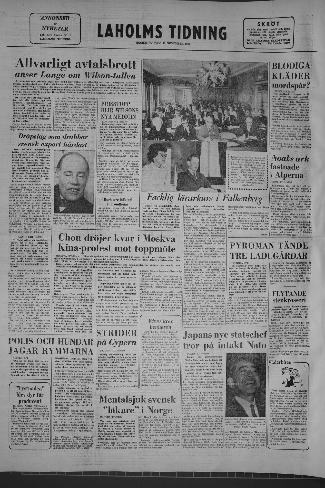 Laholms Tidning Onsdag 11 november 1964, sida 8
