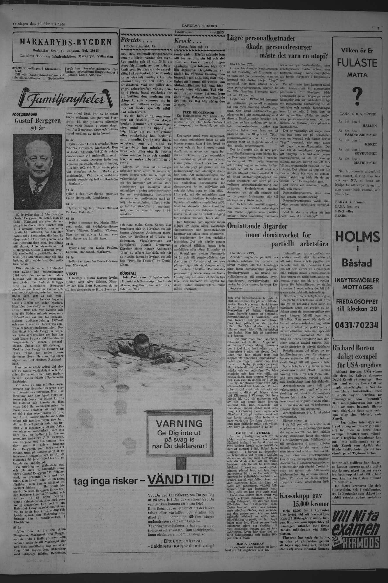 Laholms Tidning Onsdag 12 februari 1964, sida 3
