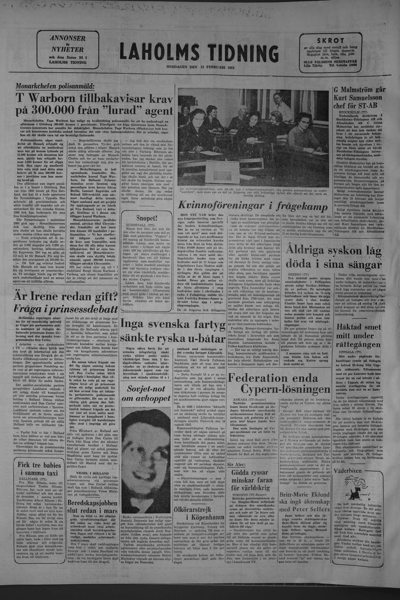 Laholms Tidning Onsdag 12 februari 1964, sida 8