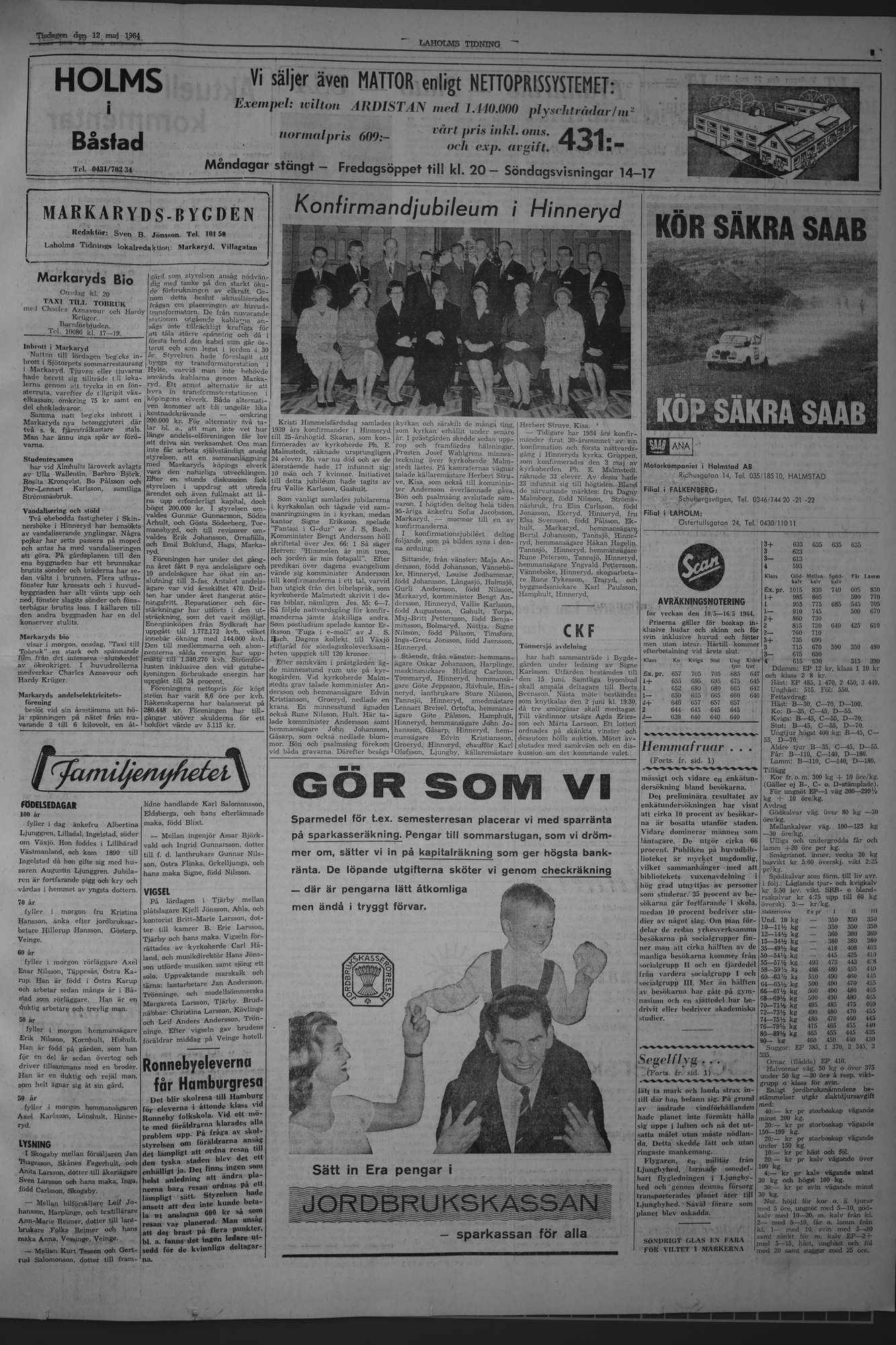 Laholms Tidning Tisdag 12 maj 1964, sida 3