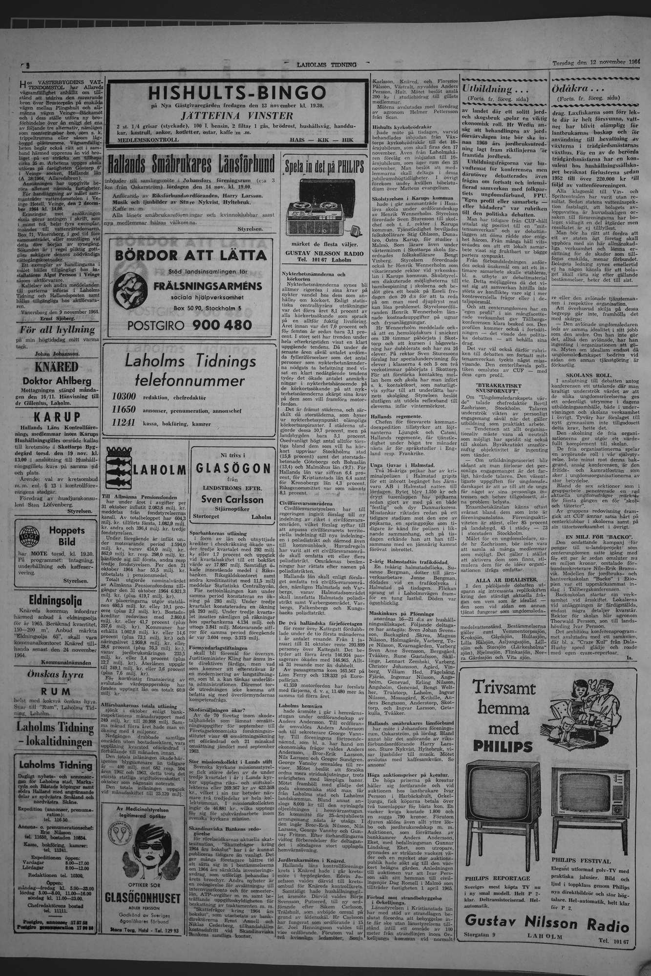 Laholms Tidning Torsdag 12 november 1964, sida 2