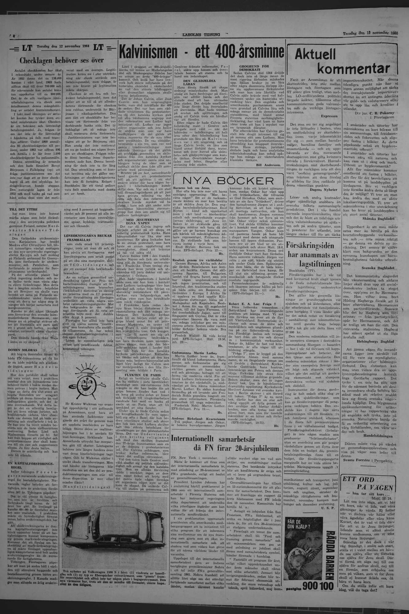 Laholms Tidning Torsdag 12 november 1964, sida 4