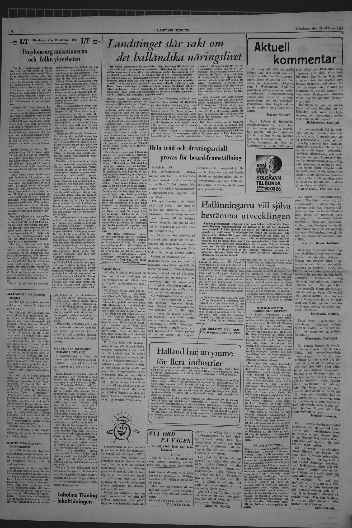 Laholms Tidning Måndag 12 oktober 1964, sida 4