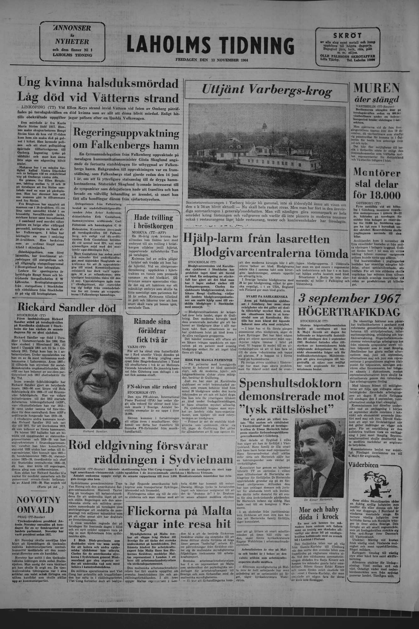 Laholms Tidning Fredag 13 november 1964, sida 8
