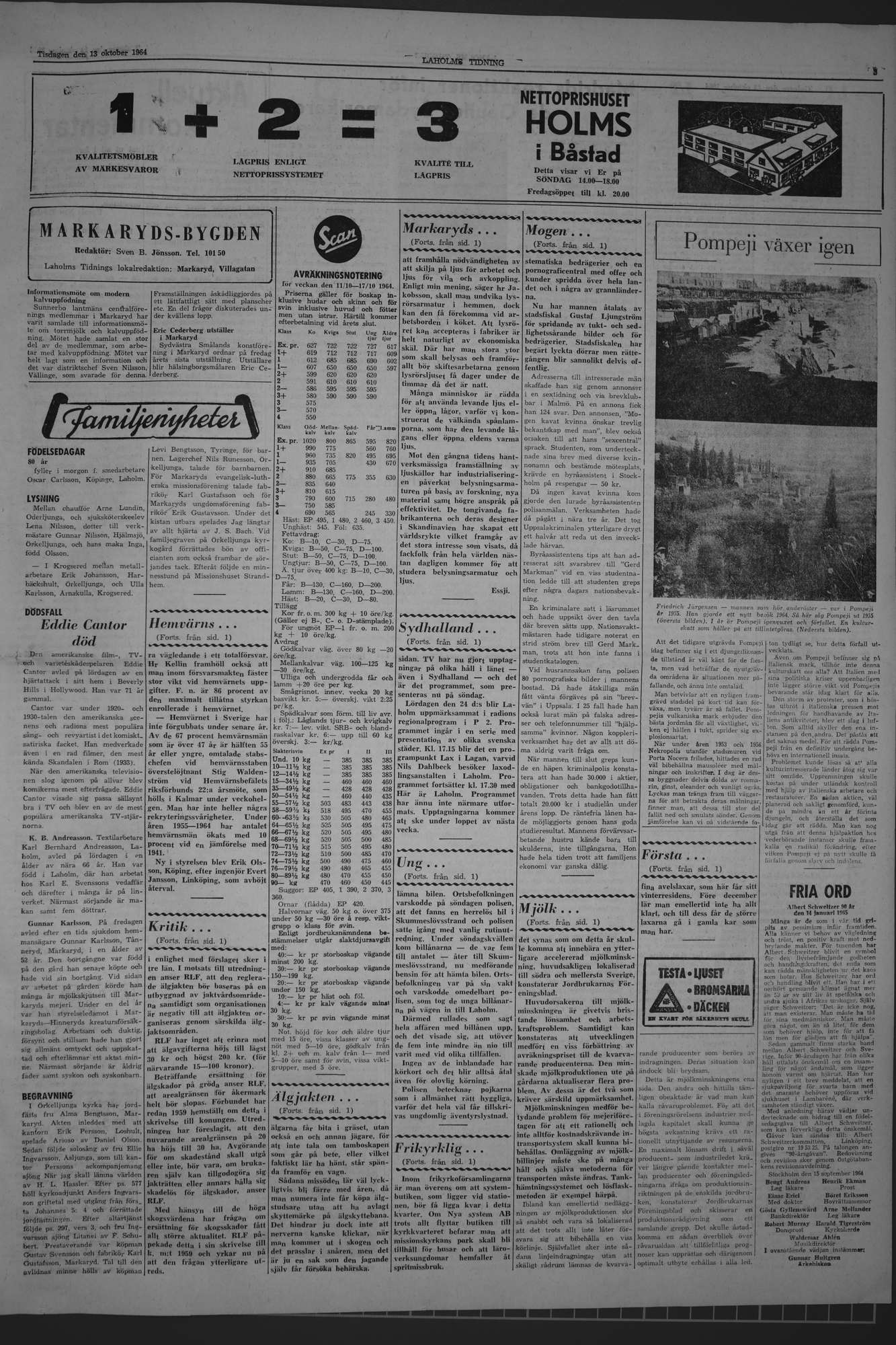 Laholms Tidning Tisdag 13 oktober 1964, sida 3