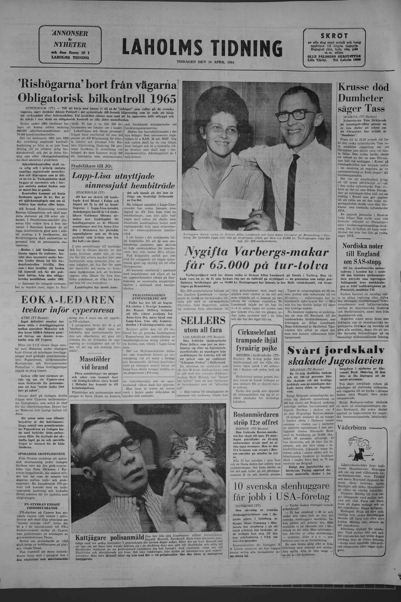 Laholms Tidning Tisdag 14 april 1964, sida 8