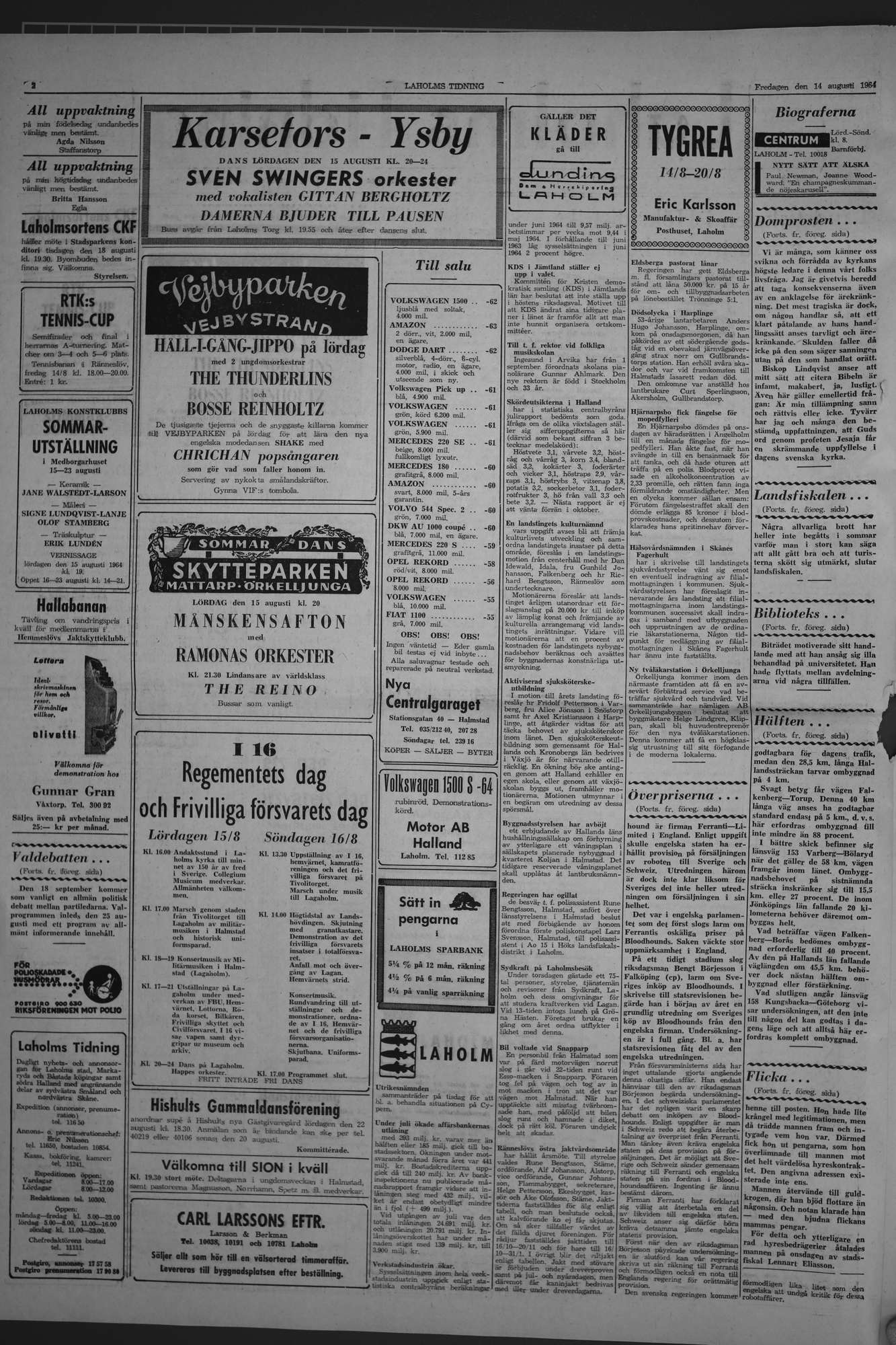 Laholms Tidning Fredag 14 augusti 1964, sida 2