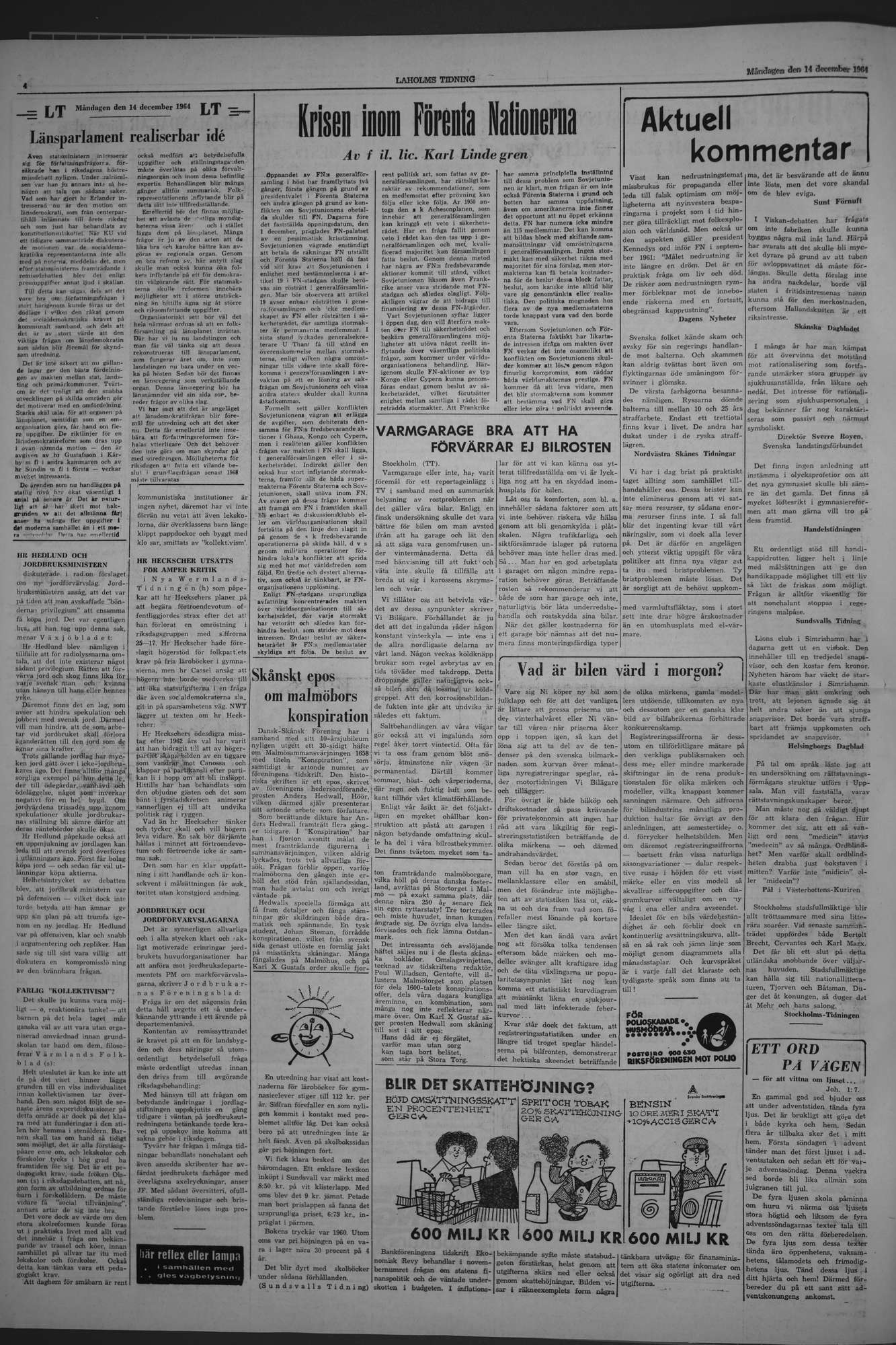 Laholms Tidning Måndag 14 december 1964, sida 4