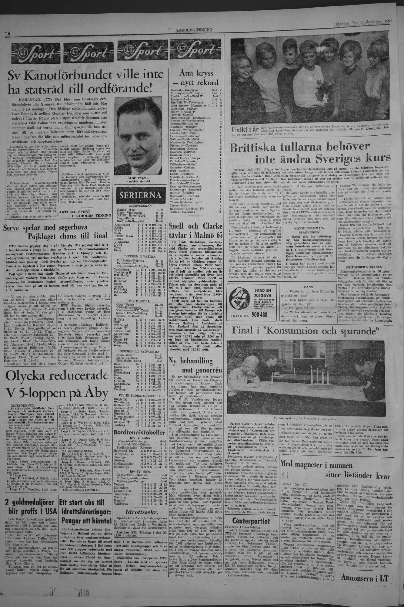Laholms Tidning Måndag 14 december 1964, sida 6