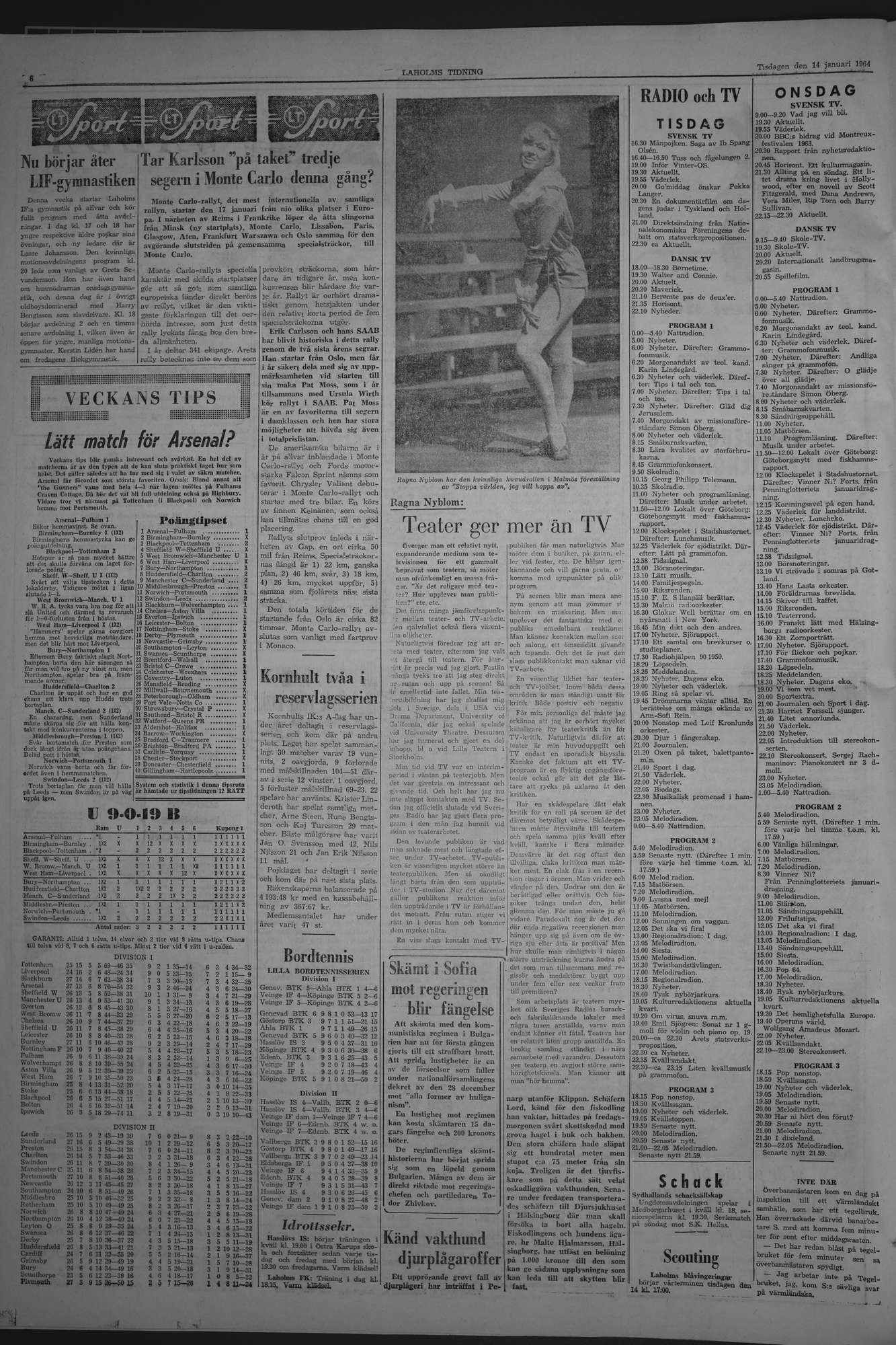 Laholms Tidning Tisdag 14 januari 1964, sida 6