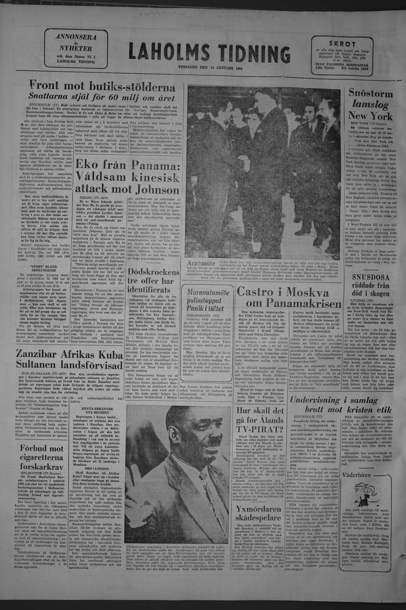 Laholms Tidning Tisdag 14 januari 1964, sida 8