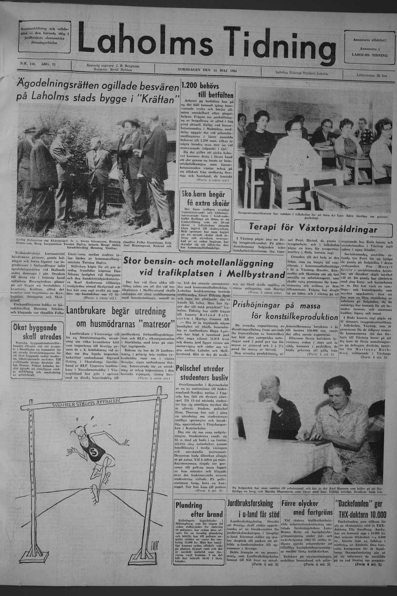 Laholms Tidning Torsdag 14 maj 1964, sida 1
